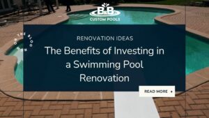 Image of a renovated swimming pool with the business logo, blog title, and read more option.